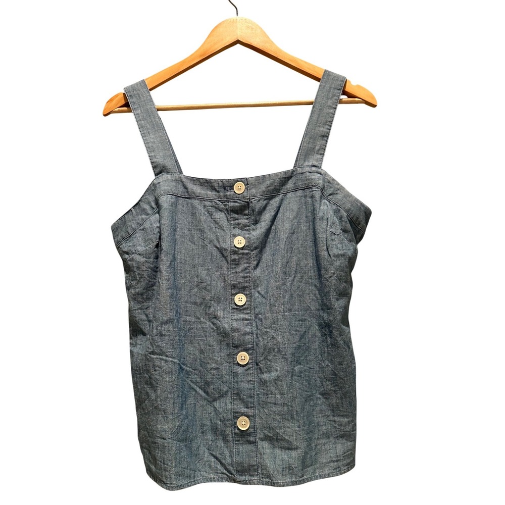 J.Crew Chambray Button Front Tank Top Size Small Cottagecore Summer‎ Casual